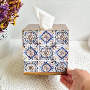 Caja de pañuelos de madera con acabado mate y estampado elegante para regalos sofisticados, estuche de suministro al por mayor - Product Image 3