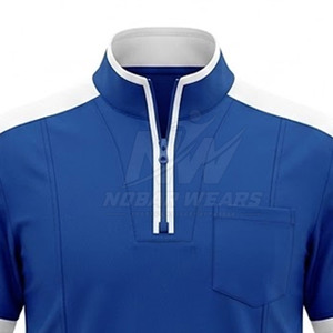 Haut de blouse médicale à demi-zip avec col moderne, manches courtes, construction confortable, fermeture éclair frontale facile et style professionnel - Product Image 4
