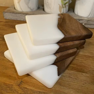 Premium Walnut Wood Epoxy <b>Table</b> <b>Coasters</b> Set Handmade Walnut Resin <b>Coasters</b> for Dining Experience - Product Image 1