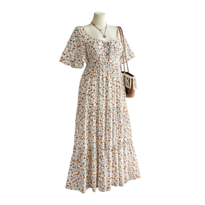 Vestido largo informal con cuello cuadrado y estampado floral para mujer, uso diario - Product Image 2
