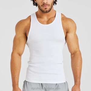 Débardeur sans manches en coton blanc tricoté pour homme, col rond, couleur unie, respirant, pour le sport ou le quotidien, vente en gros à prix abordable - Product Image 1