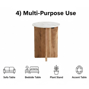 Table d'appoint en bois Foresta |   Table d'appoint moderne en bois massif |   Utilisation pour salon, chambre, bureau à domicile, hôtel |   Conception durable - Product Image 4