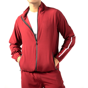Men's <b>Red</b> Solid Streetwear Track Suit Full Zip Knitted Fleece 300 GSM ODM Winter Breathable - Product Image 6