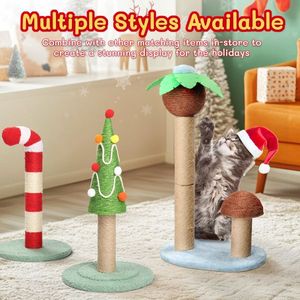 Cute 27.5in Coconut Palm Tree Cat Scratcher Indoor Cat Tree with Natural Sisal Posts & Dangling Balls - Product Image 5