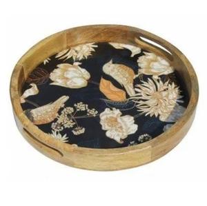 Plato de Servir Artesanal de Madera con Acabado Esmaltado, Platos de Servir para Hoteles, Bandeja de Servir Personalizada, Proveedor de India - Product Image 1