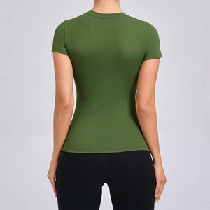 Camiseta de Manga Corta para Mujer, Cuello Redondo, Ajustada, Elástica, 95% Viscosa, 5% Spandex, Talla Estadounidense Personalizada - Product Image 2