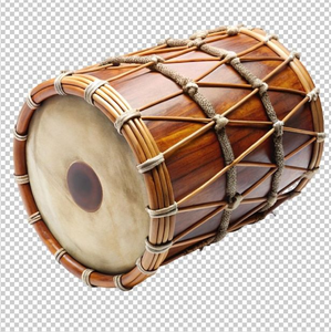 Tambour en bois peint à la main avec des motifs traditionnels vibrants, fixé par une lanière en corde robuste, disponible à prix de gros. - Product Image 2