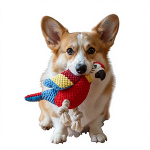 Hot Sale New Dog Plush Parrot Chew Toy Rope Knot Teething Durable Squeaky Interactive Play Pet Toy - Product Image 2