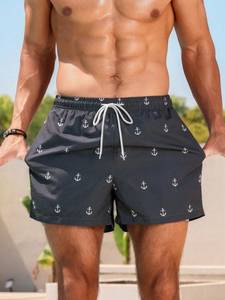 Shorts de Playa para Hombre, Secado Rápido, Estampado de Ancla, Cierre con Cordón, Cintura Media, Tejido de Poliéster - Product Image 4
