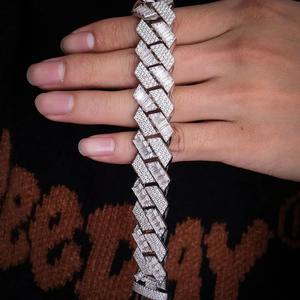 สร้อยข้อมือแบบเชื่อมต่อสั่งทำพิเศษ วัสดุเงินคุณภาพพรีเมียม สำหรับทั้งชายและหญิง ชุบเงิน ประดับเพชรโมอิสซาไนต์ทรงเรเดียนท์คัท สไตล์ฮิปฮอป พร้อมใบรับรองจากผู้เชี่ยวชาญ - Product Image 6