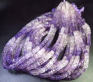 High Quality <b>Pink</b> Amethyst Faceted Gemstone Beads 16"Strand 7mm Heishi Shape Natural Amethyst Center <b>Drilled</b> Brazilian Beads DIY - Product Image 3