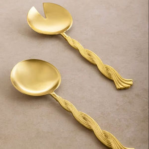 Ensemble de Cuillères à Salade en Acier Inoxydable Écologique Golden Spoon – Nouveau Design, Compatible Lave-Vaisselle - Product Image 1