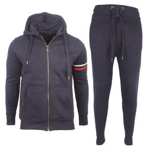 Stacked Tracksuits For <b>Men</b> Rhinestone High Quality Flare Stacked Sweat <b>Suit</b> 100% Cotton Slim Fit Streetwear Solid Pattern - Product Image 5