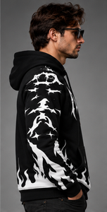 Hoodie de motard avec doublure en Kevlar, impressions réfléchissantes haute visibilité, poches pour protections CE, fabricant sur mesure - Product Image 6