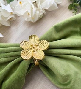 Anneau de serviette en métal doré en forme de fleur, pour serviettes en tissu ou en papier, décoration de table pour hôtel, club, mariage, cadeau de Noël, décoration festive - Product Image 5