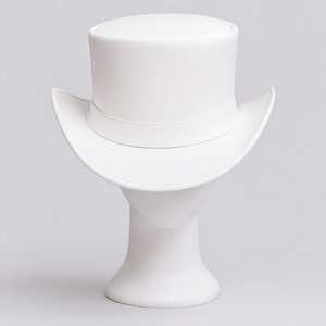 High Quality Custom Handmade White Full-Grain Leather Steampunk Top Hat Curved Brim Gothic Victorian Hat - Product Image 2