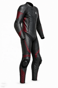 X Mixed-Leather Performance One-Piece Motorcycle <b>Suit</b> | Black <b>Red</b> Green | X Logo | OEM ODM Manufacturer | Premium Design | - Product Image 2
