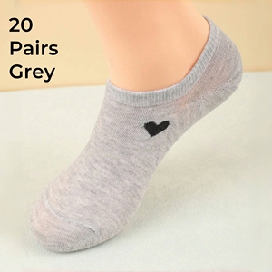 Chaussettes basses pour femmes, 6 paires, en mélange de coton, invisibles, avec motif cœur, chaussettes confortables et décontractées - Product Image 5