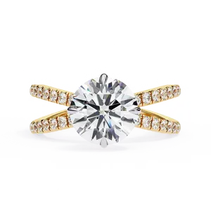 Anillo Halo con Diamantes Redondos, Diamante Cultivado en Laboratorio Color E, en Oro Sólido de 18K, 14K, 10K, para Joyería de Compromiso Unisex de Lujo - Product Image 1