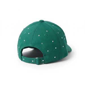 Gorra de Béisbol Verde Ojo de Halcón con Decoración de Diamantes de Imitación, 6 Paneles, Ajustable, Unisex, Estilo Casual - Product Image 4