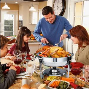 Luxury Stainless Steel Round Chafer Fuel Powered <b>Food</b> Warmer Serving Dish for Hotel Restaurant Banquet - Product Image 4