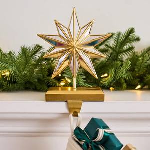 Soporte moderno para calcetines navideños con estrella dorada para chimenea, colgador de Navidad con peso, gancho metálico con diseño de estrella, decoración navideña, adorno de Navidad - Product Image 1