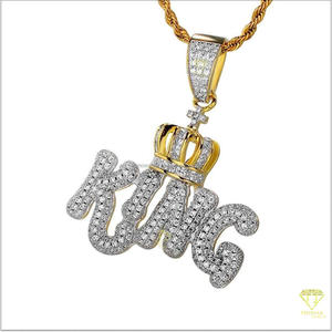 <b>King</b> <b>Crown</b> Pendant Lab Grown Diamond Iced Out Hip Hop Necklace Luxury Bling Jewelry Gift For Men - Product Image 1