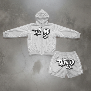 Winter Hooded Windbreaker Tracksuit Short Set Breathable Hot Selling Unisex 100% Cotton Heavyweight <b>Jacket</b> and Short Plus Size - Product Image 5