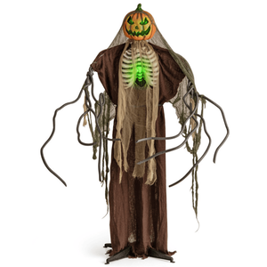 Fantasma Animatronico di Halloween da 1,8 m con Design a Zucca Luminoso, Suoni e Movimenti Spaventosi Attivabili al Tocco per Uso Interno/Esterno - Product Image 1