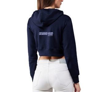 Haut à capuche court pour femme à prix abordable, style streetwear décontracté, épaules tombantes, respirant, écologique, tricoté - Product Image 2