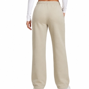 Custom <b>Women's</b> Wide Leg <b>Fleece</b> <b>Jogger</b> Sweatpants Soft Fabric Relaxed Fit Custom Made Elastic Waist Activewear Pants For <b>Women</b> - Product Image 2