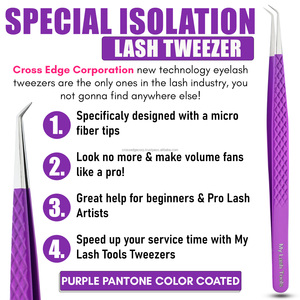Fiber Tip Lash Extension Tweezers Eyelash Isolation Tweezers Lash Extensions Tweezer <b>Tool</b> with Volume Curved Straight - Product Image 2
