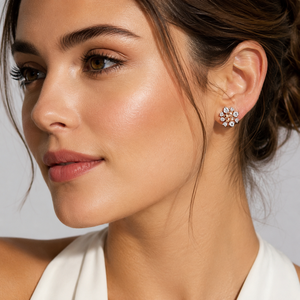 Namivaa 18Kt Rose Gold Brilliant Cut Diamond Cluster Stud Earrings Micro <b>Insert</b> Women High Polish Floral Party Wedding Daily - Product Image 1
