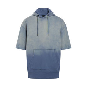 Venta al por Mayor de 2 Sudaderas con Capucha de Manga Corta para Hombre, 100% Algodón, Diseño Sólido de Invierno, con Impresión Digital Transpirable y Patrón Personalizado - Product Image 5