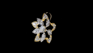 Floral Lab Grown Diamond Pendant | Marquise & Round Cut Flower Design Gold Pendant - Product Image 3
