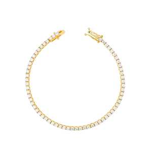 Pulseras de tenis de diamantes de 3 quilates, engaste de 4 puntas, 6.5 pulgadas, delicadas, minimalistas, al por mayor, apilables, oro de 10K, 14K, 18K, corte redondo, cultivados en laboratorio - Product Image 1
