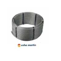 Câble de levage en acier 14 mm (6x19) à conducteur unique, marque USHA MARTIN, rouleau de 20 m, durable, application de levage, modèle CMK/RM/14MM