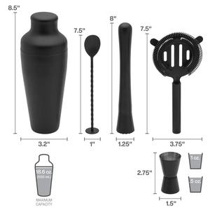 Juego de herramientas de bar negro mate, elegante y modesto, perfecto para clubes, eventos, fiestas y como regalo. Hecho a mano en India. - Product Image 2