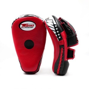 Professional Kickboxing Training Gear Muay Thai Twins Red Mharon <b>Focus</b> Mitts Personalized Your Own Logo Printed Curved <b>Padding</b> - Product Image 3
