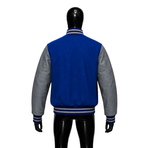Nueva Chaqueta Varsity Azul Premium de Lana, Corte Regular, Exterior de Poliéster y Algodón, Mangas de PU, Estilo Minimalista y Elegante para Otoño - Product Image 2