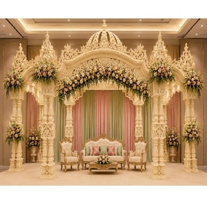 Nouvel Arrivage : Dôme Mandap à Double Poteau Thème Paon Majestueux, Couleur Personnalisable, Moderne et Élégant, Ivoire, pour Décoration de Mariage Premium Vivah - Product Image 1