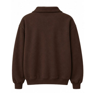 Sudadera Clásica para Hombre, Color Marrón, con Cierre de Cremallera de un Cuarto, Cuello Alto Vintage, Estampado Gráfico de Auto Clásico, Manga Larga - Product Image 3