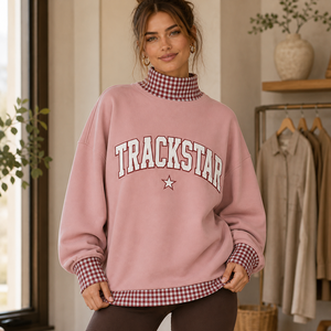 Sudadera Oversize de Cuello Alto para Mujer TS-MN-037 con Logo Trackstar, Bordada, de Algodón y Felpa, Estilo Casual Urbano Personalizable - Product Image 5