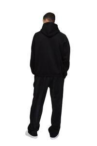 Ensemble de survêtement noir personnalisé pour homme, sweat à capuche et pantalon de jogging, tenue de sport décontractée deux pièces, style streetwear - Product Image 3