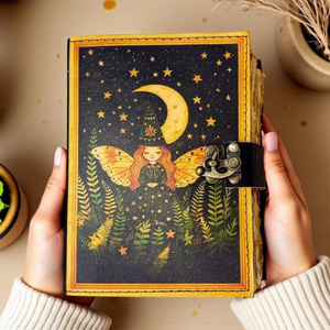 Grimorio de Cuero Hecho a Mano con Diseño de Hadas, Libro de Regalo para Año Nuevo Chino y Navidad, Diario Ocultista Vintage con Cierre, 400 Páginas - Product Image 2