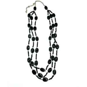 Handmade Black Onyx Glass Beaded 3 Layer Long Strand <b>Necklace</b> for Women Fashion <b>Statement</b> Jewelry Gift - Product Image 1