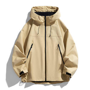 Outdoor workwear Breathable Windbreaker Zipper <b>Men</b> and Women <b>Coat</b> Spring Autumn Casual Loose Hooded Workwear Jacket Couple - Product Image 2