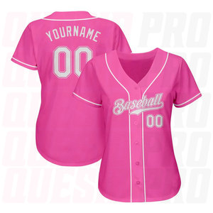 Camiseta de Béisbol Auténtica Personalizada en Rosa y Blanco, Impresión por Sublimación, Logotipo Personalizado, Personalización, Marca de Equipo de Moda - Product Image 3
