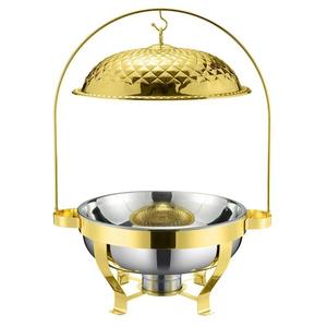 Factory Stock Household Round Stainless Steel 8L Chaffing <b>Dish</b> Buffet Food Warmer Gold Luxury <b>Chefing</b> <b>Dish</b> - Product Image 1