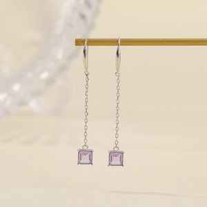 Pendientes cuadrados de cristal de agua natural de plata de ley - Product Image 4